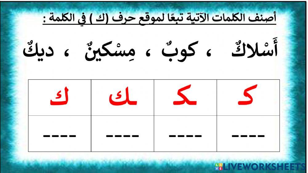 أشكال الكاف