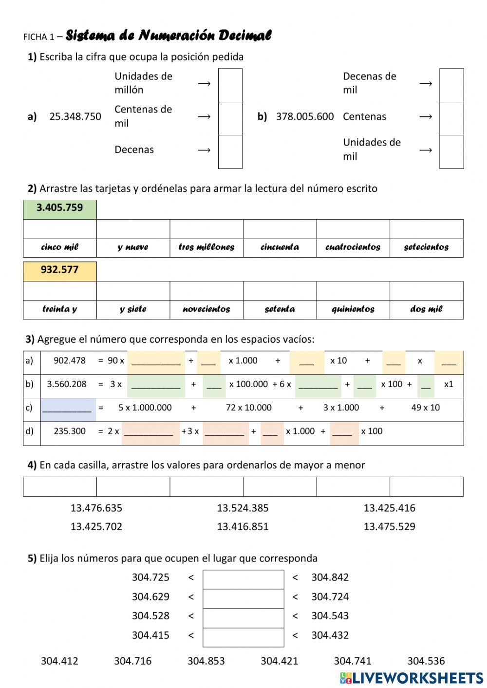 Sistema Decimal de Numeración