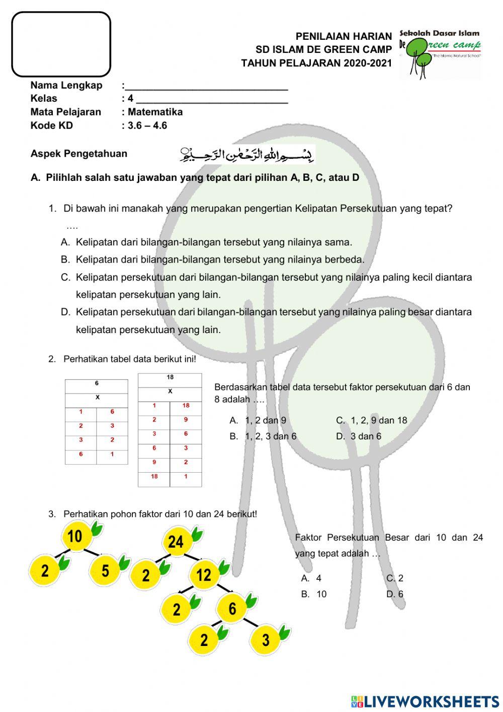 Penilaian Harian KPK & FPB