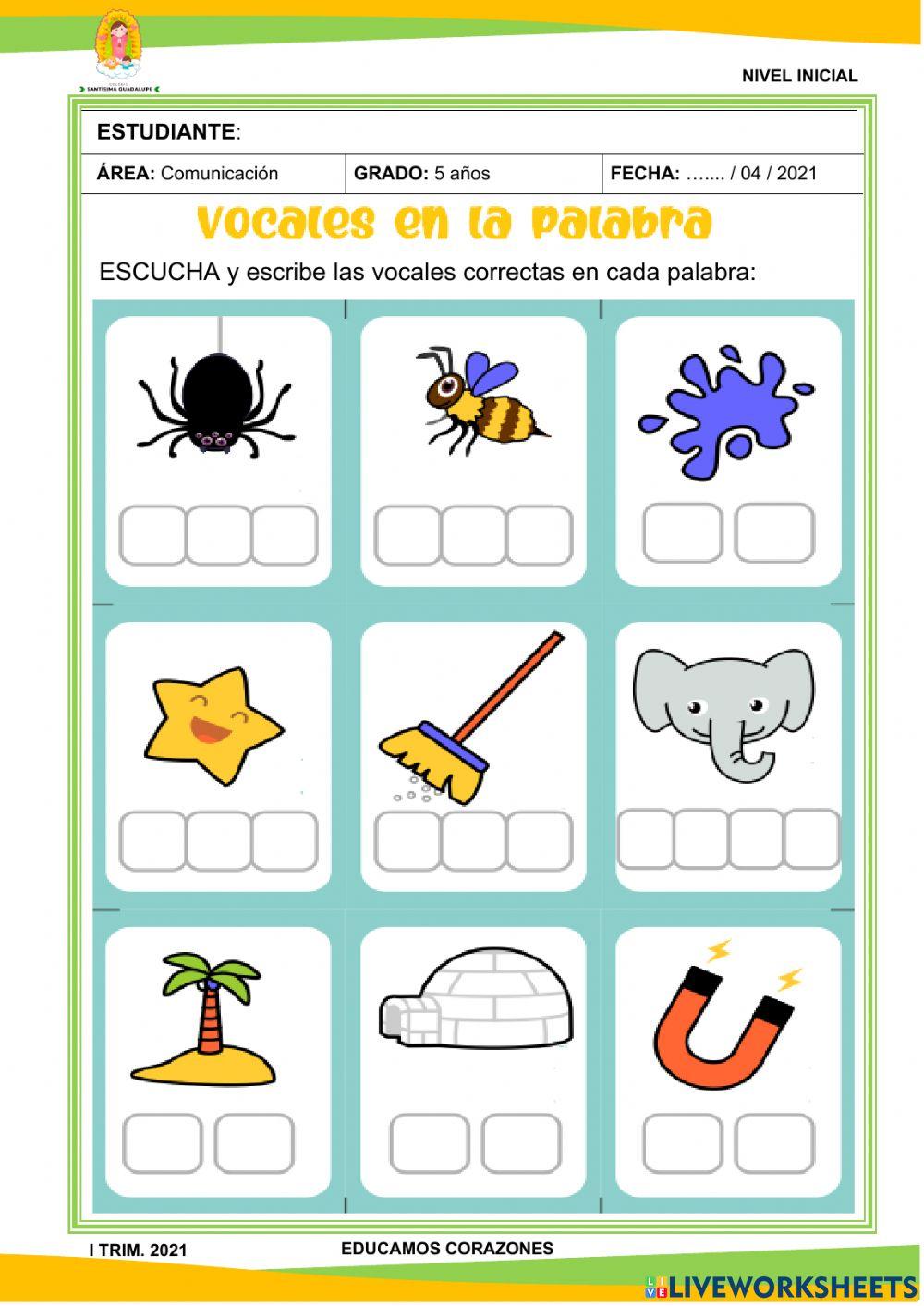 Vocales en la palabra