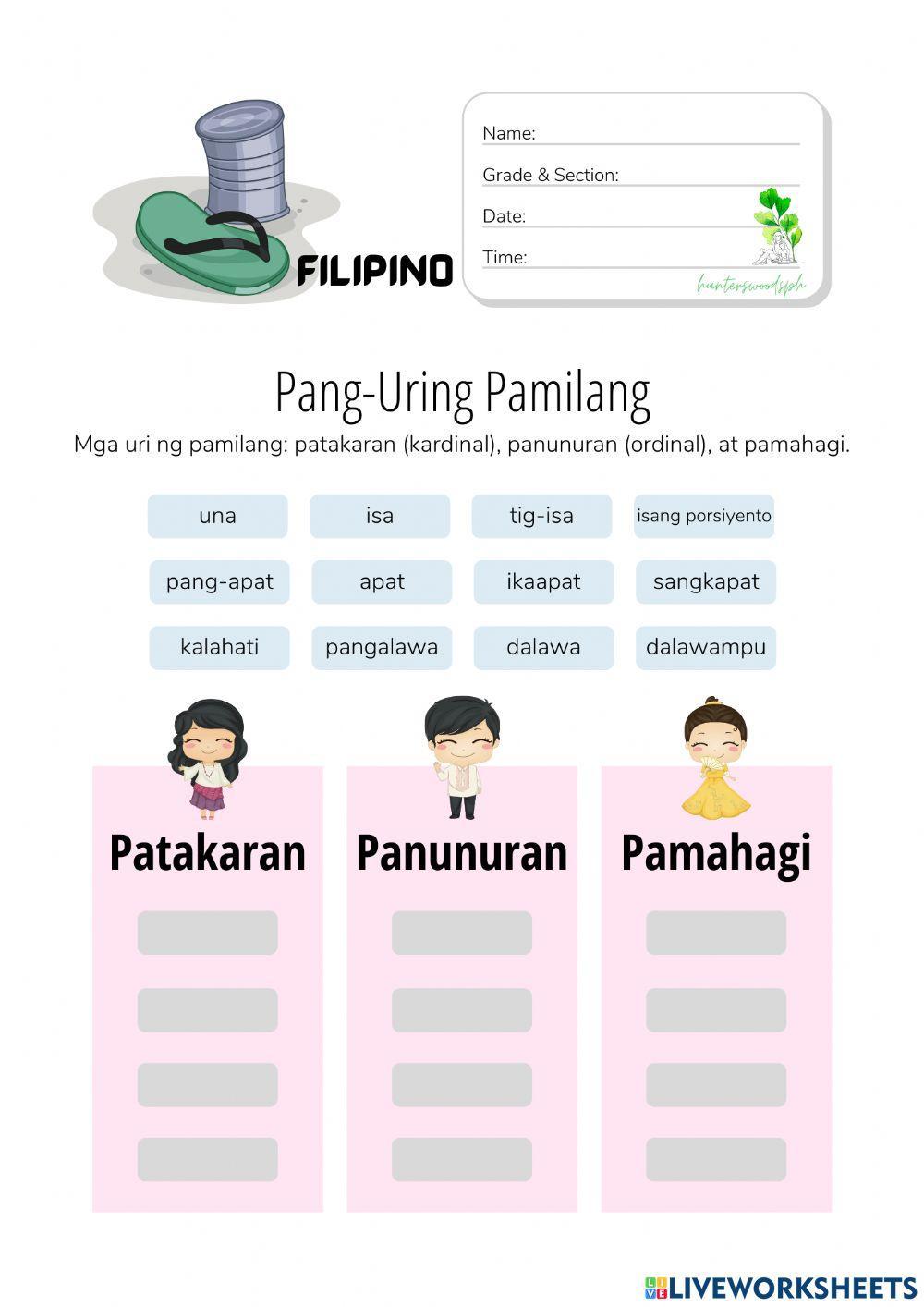 Mga Uri ng Pang-uring Pamilang Mga Uri ng Pang-uring Pamilang
