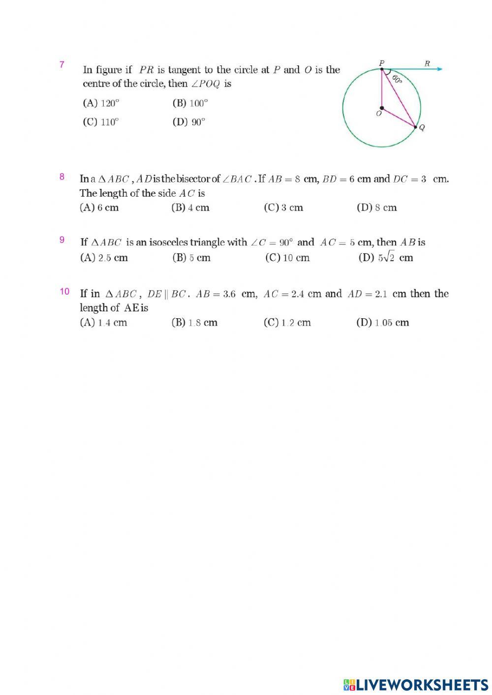 Class 10 Maths English Medium Lesson4 Test3