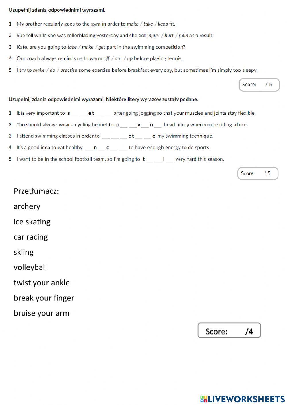 Sport practise and injury