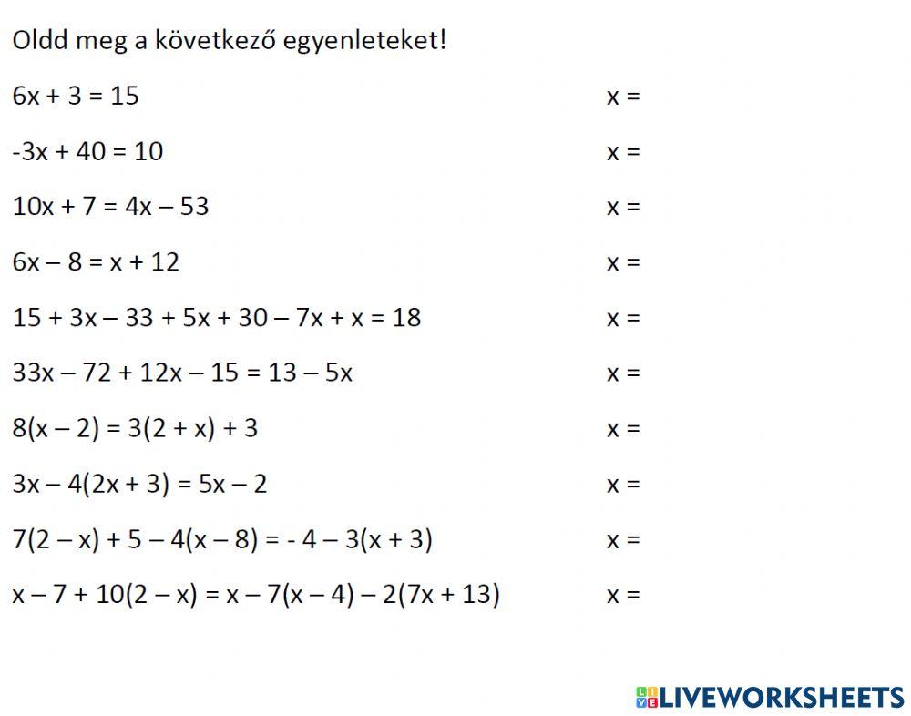 Egyenletek megoldása