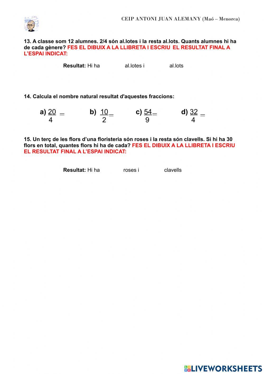 REPÀS FINAL FRACCIONS 4t