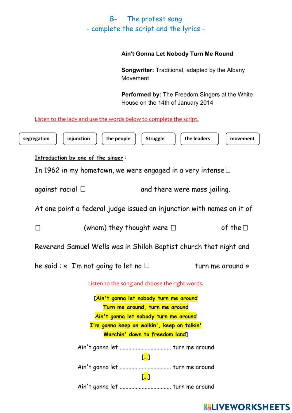 Reading and Listening: Freedom Riders and Protest songs