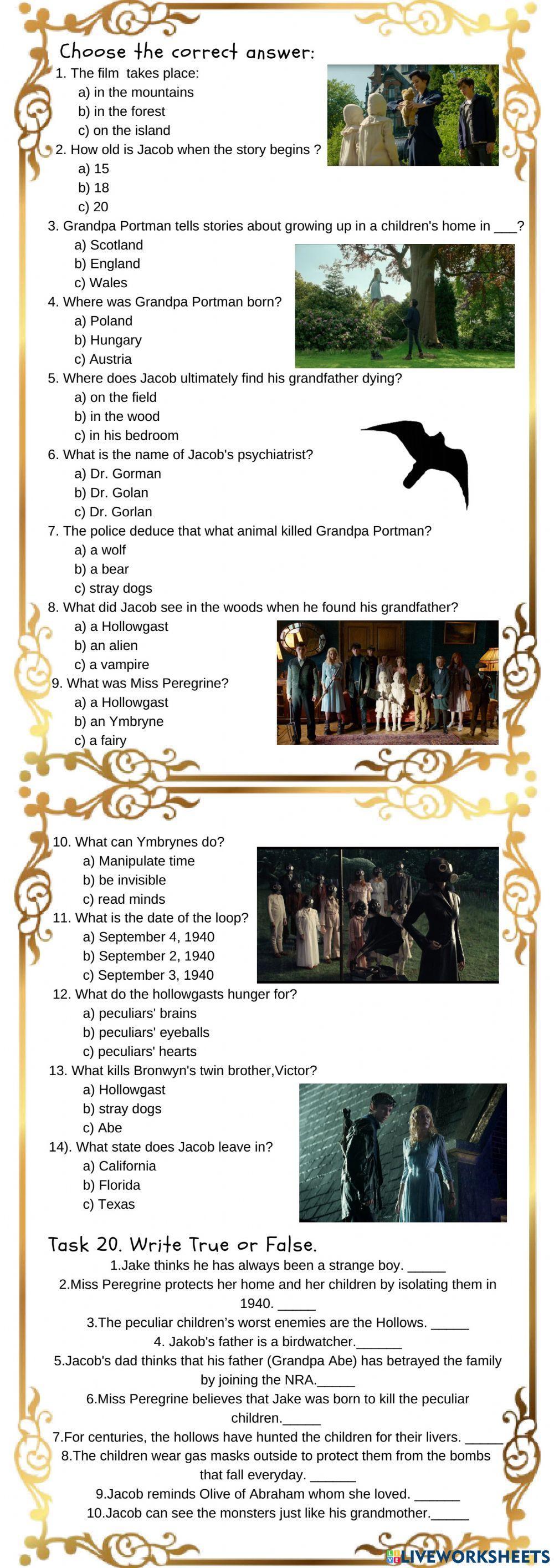 Miss Peregrine's Home for peculiar children Test