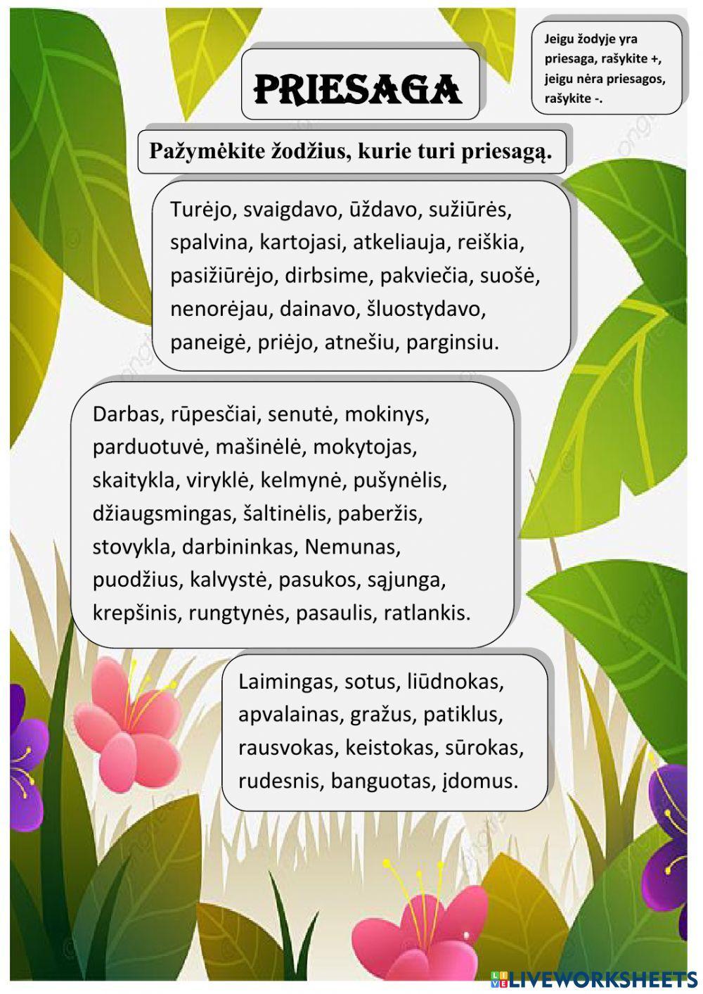 Priesaginiai žodžiai