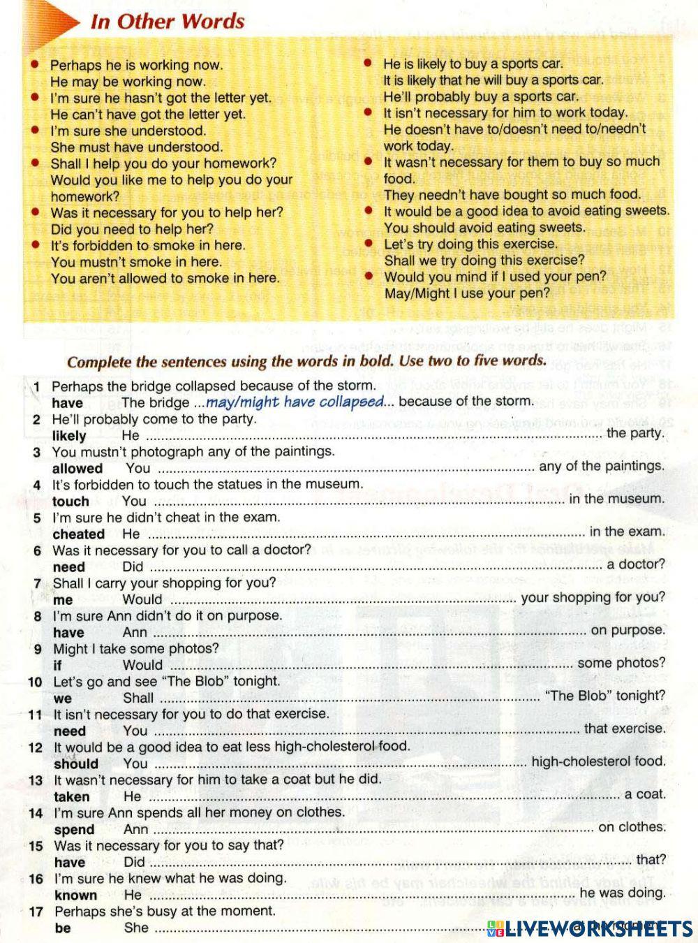 Modals in other words