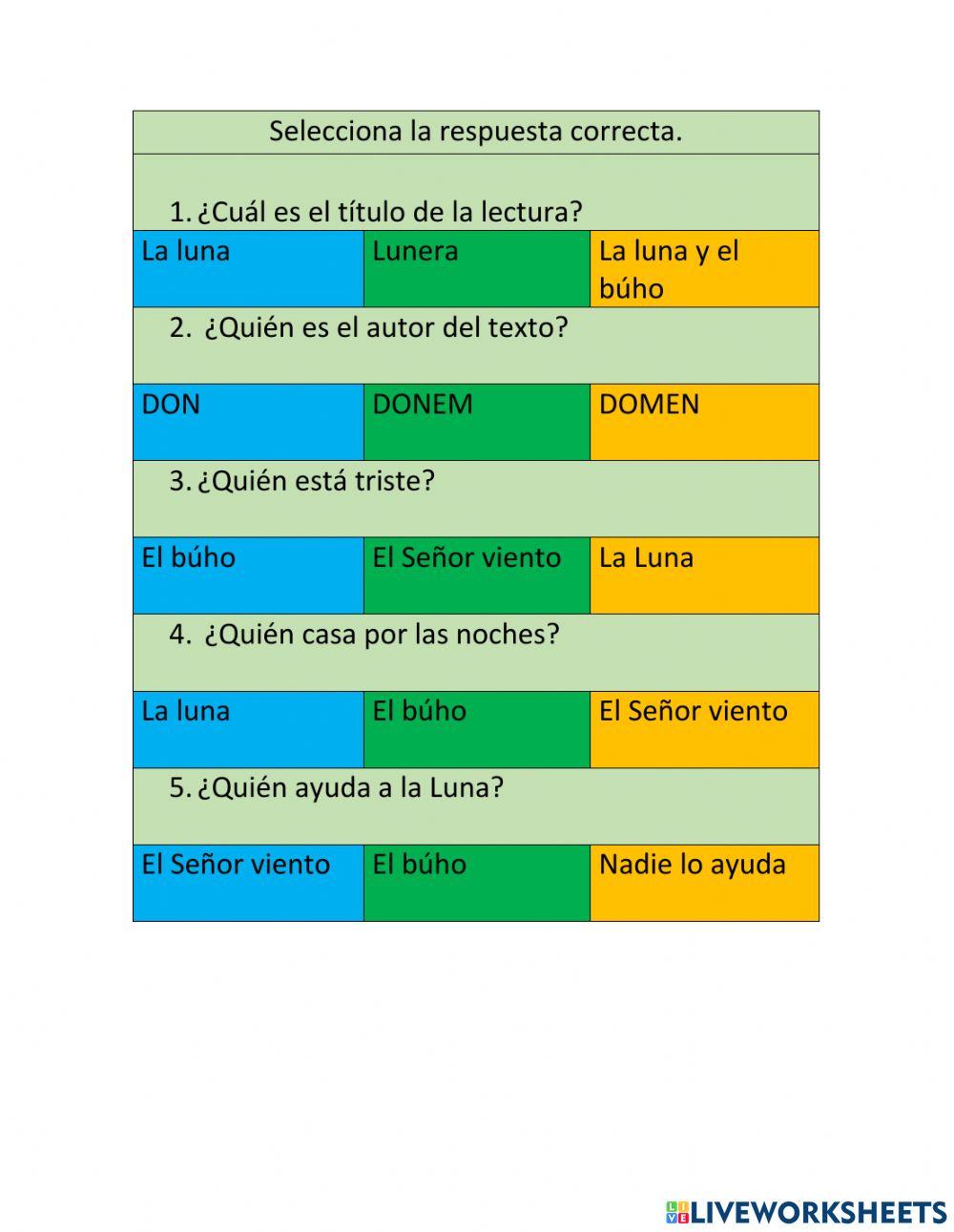 Lectura de comprensión