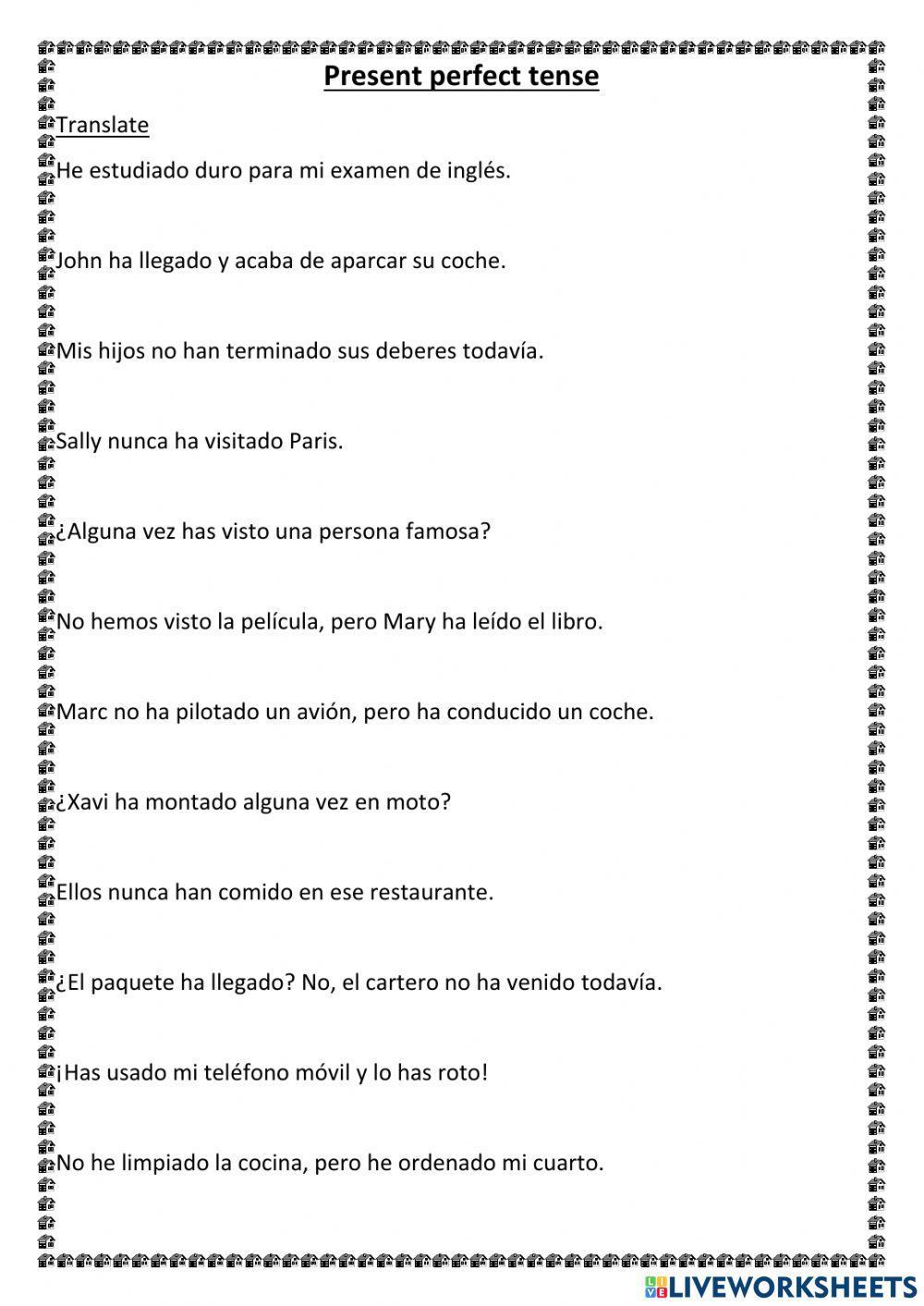 Translate Present Perfect tense from Spanish