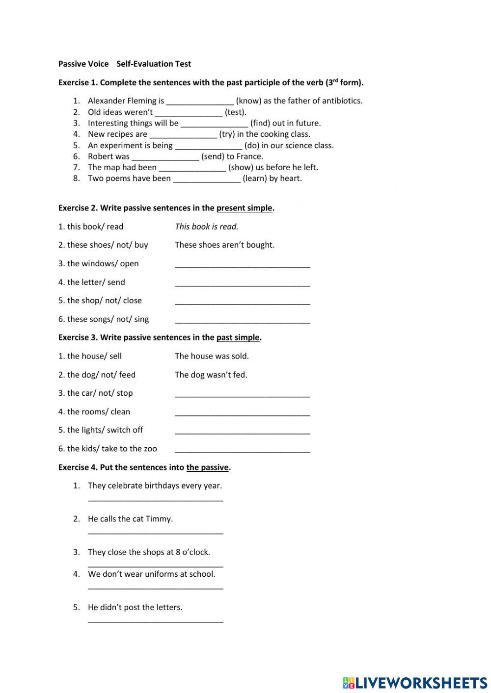 Passive voice (all tenses)