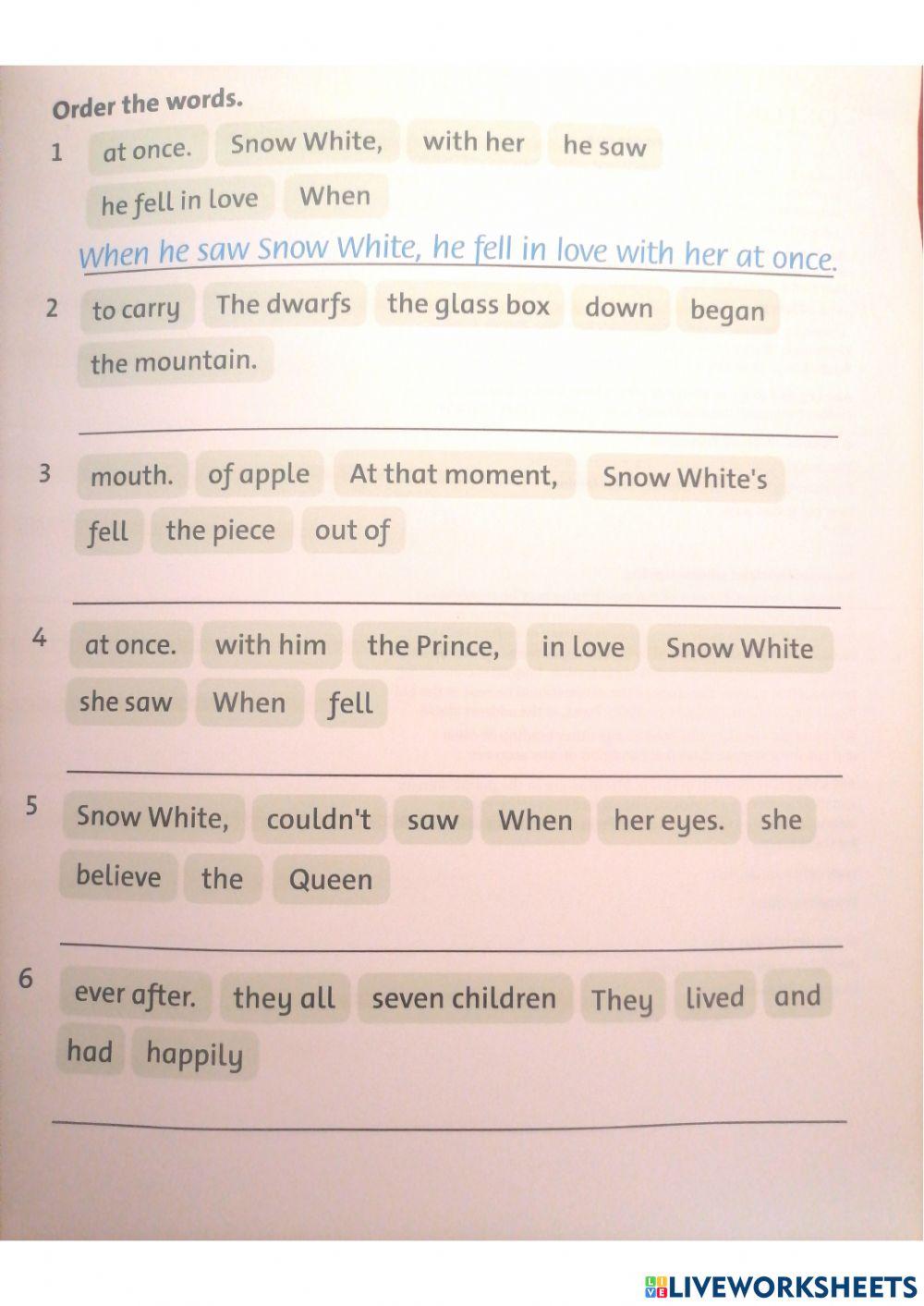 Snow White and the seven dwarfs part 7 Worksheet