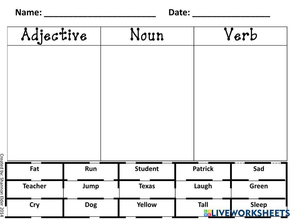 Sorting Noun,Verb and Adjective
