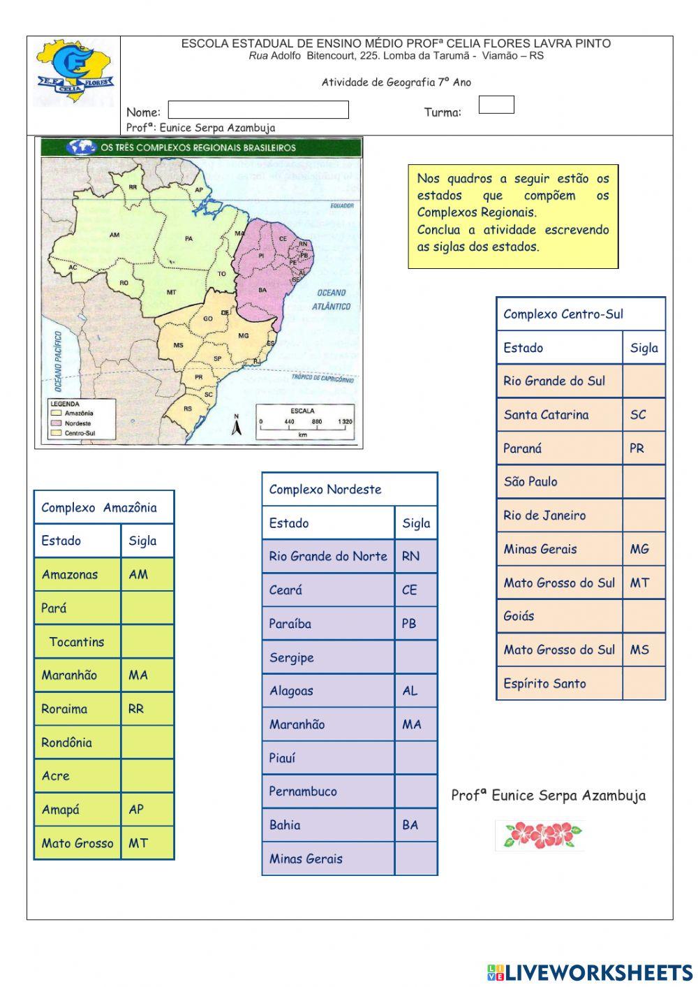 Siglas Dos Estados Brasileiros AtividadesAdaptada Worksheet, 57 OFF
