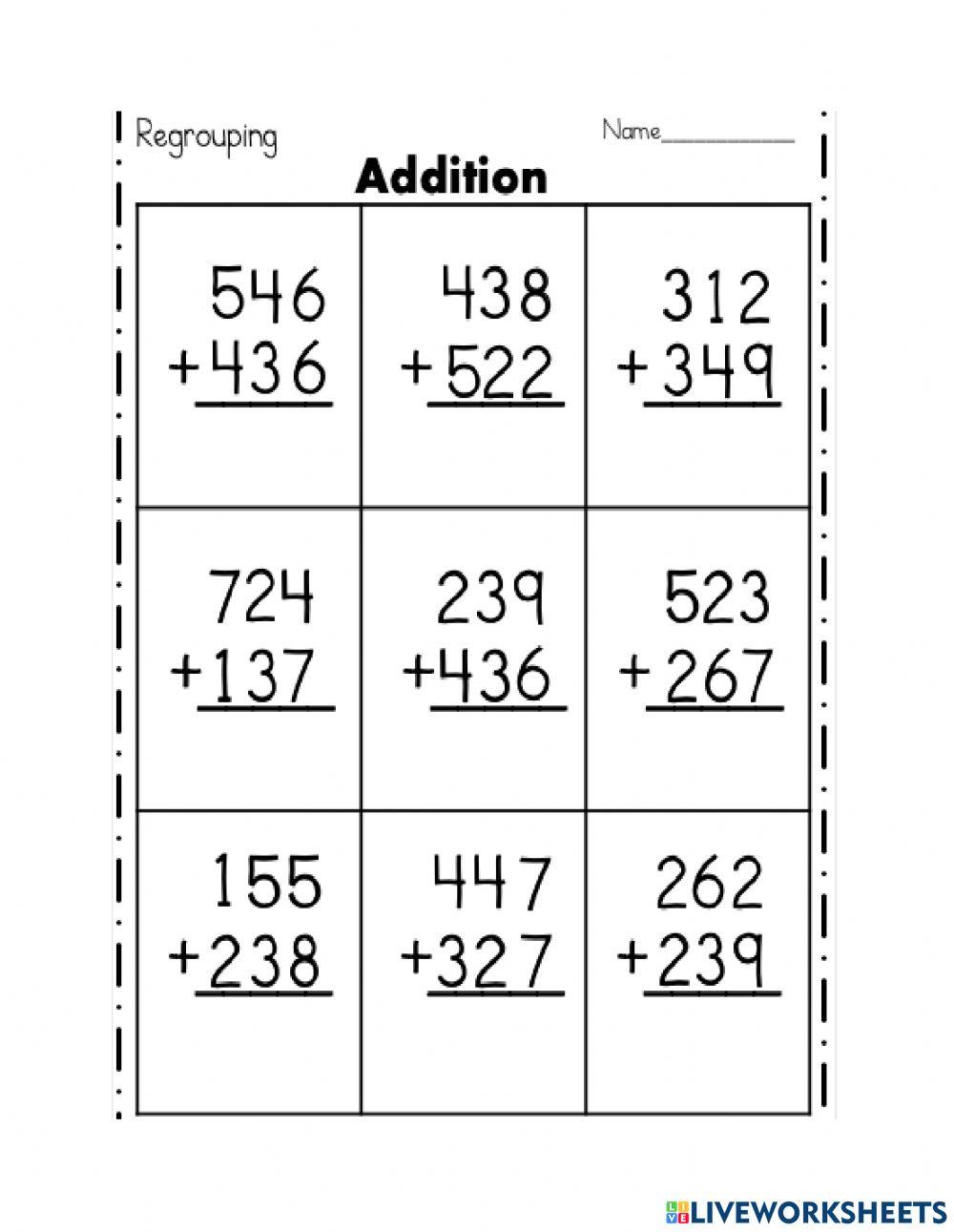 Addition online exercise for Grade 2 and 3 | Live Worksheets