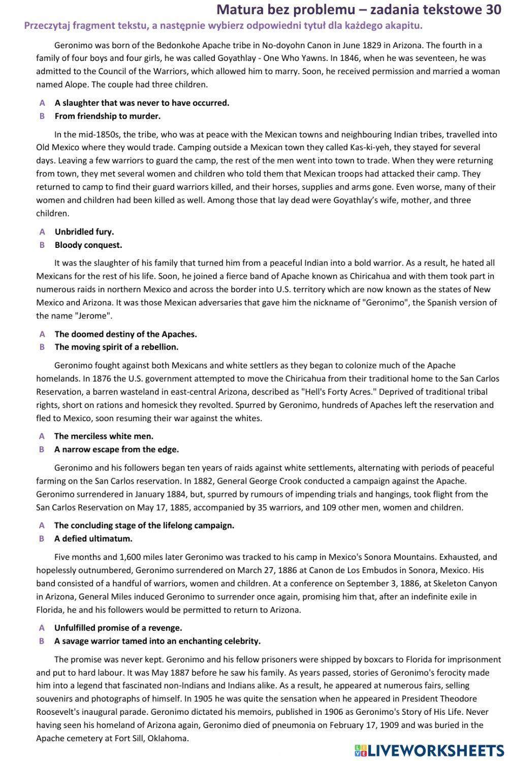 Matura - zadanie tekstowe (tytuły) 4