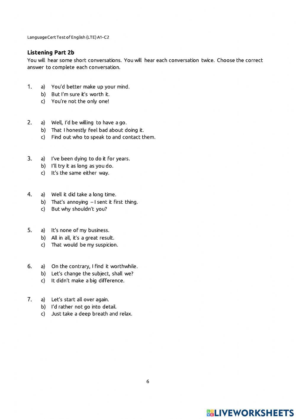 LTE PP2 Listening 1-3