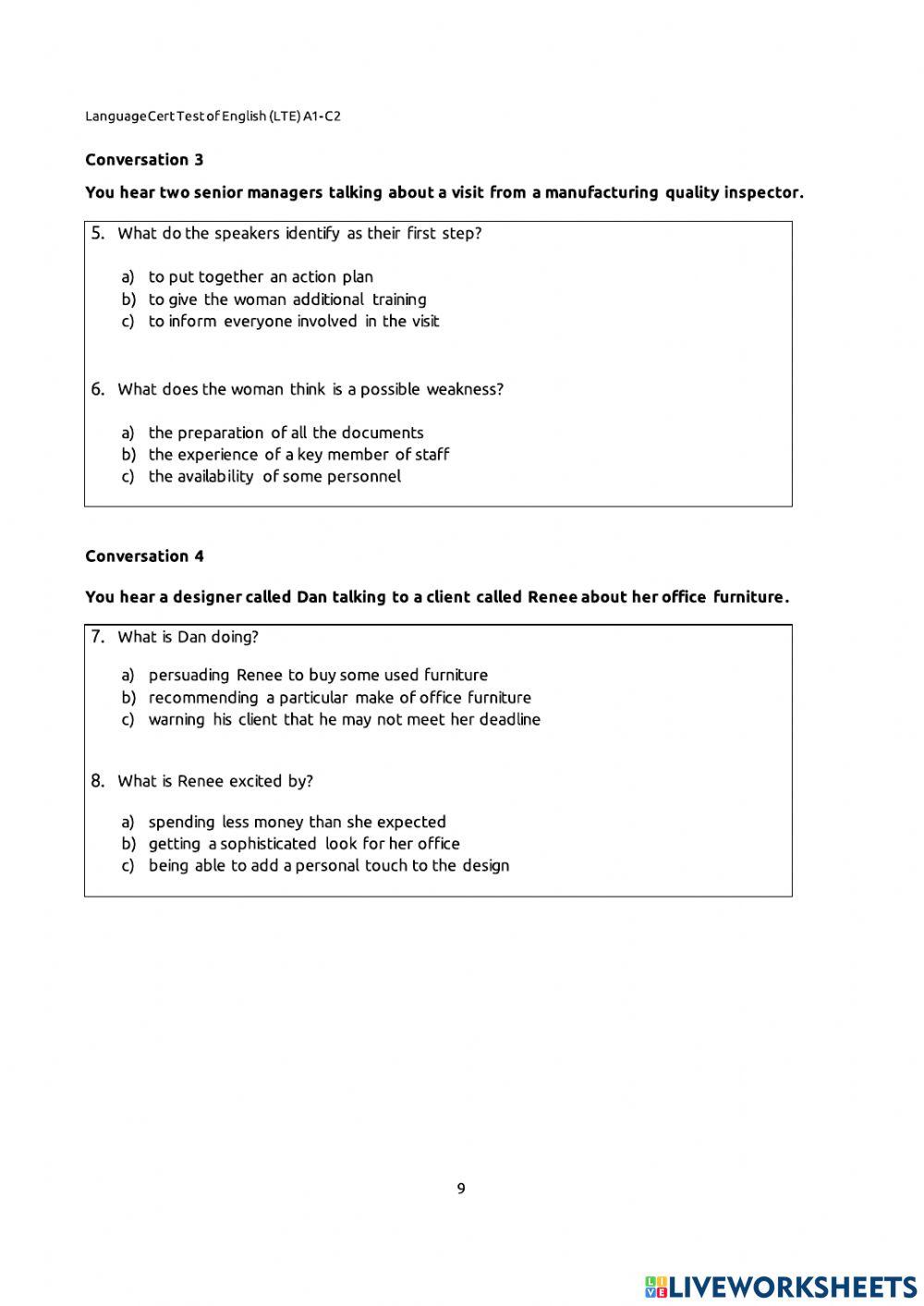 LTE PP2 Listening 1-3