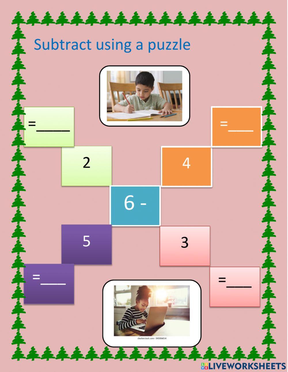 Subtract using a puzzle