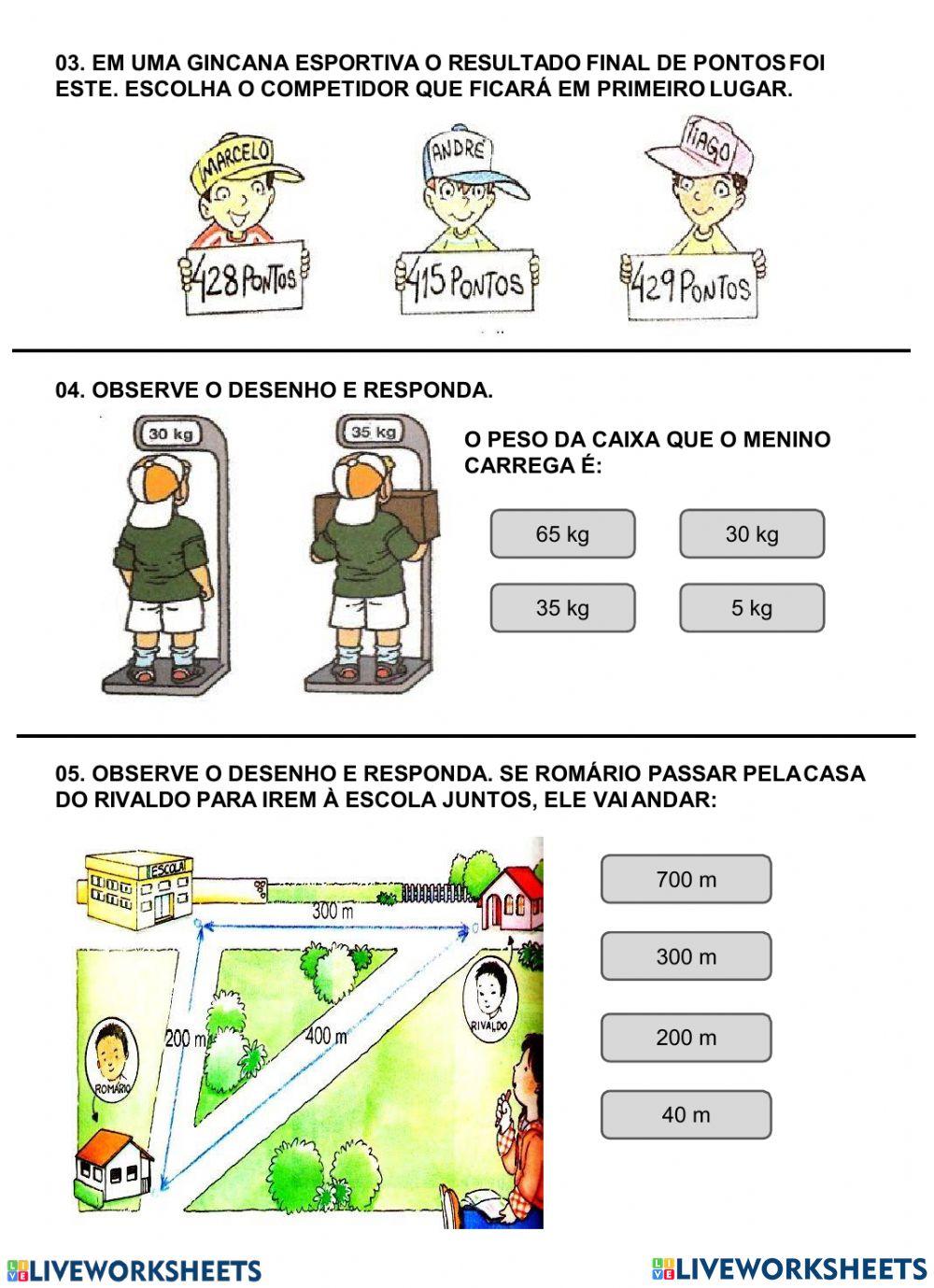 Atividade de matemática  adaptada educação especial