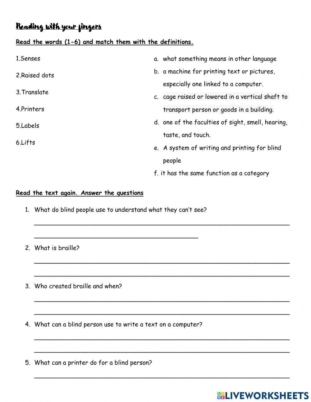 Reading with yur fingers