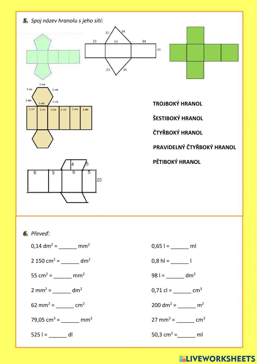 Kolmé hranoly - shrnutí
