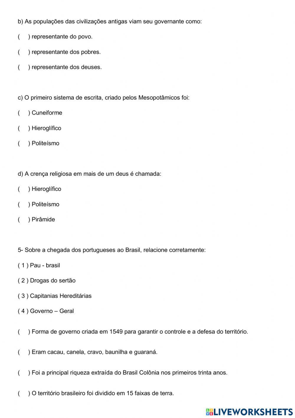 Avaliação de História