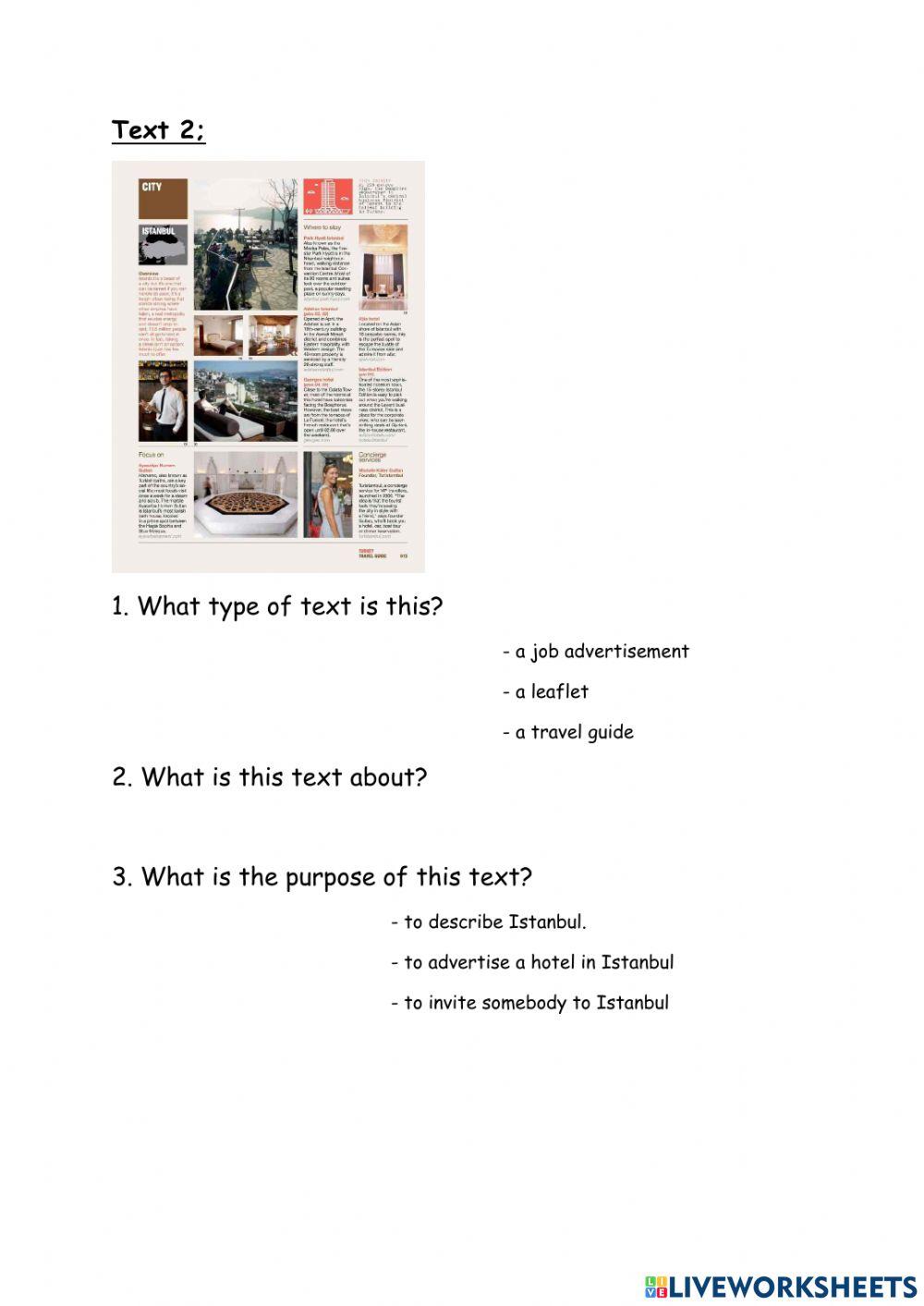 Reading- Text Type and Purpose