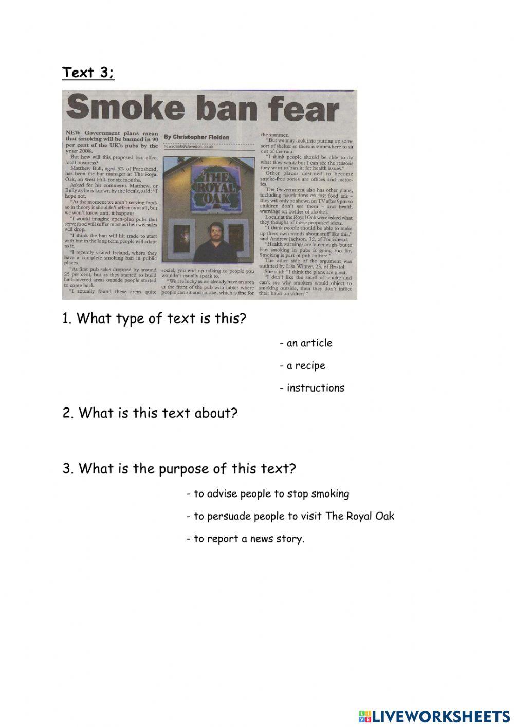 Reading- Text Type and Purpose