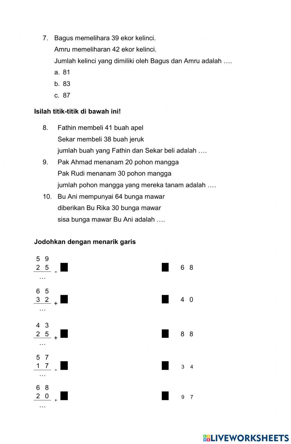 Pendalaman Materi Tema 7 Muatan Matematika