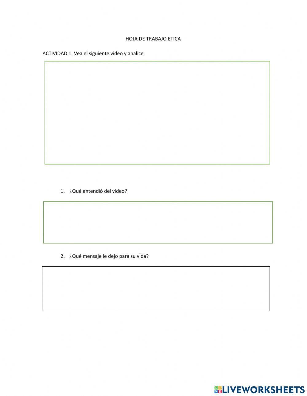 Etica hoja de trabajo