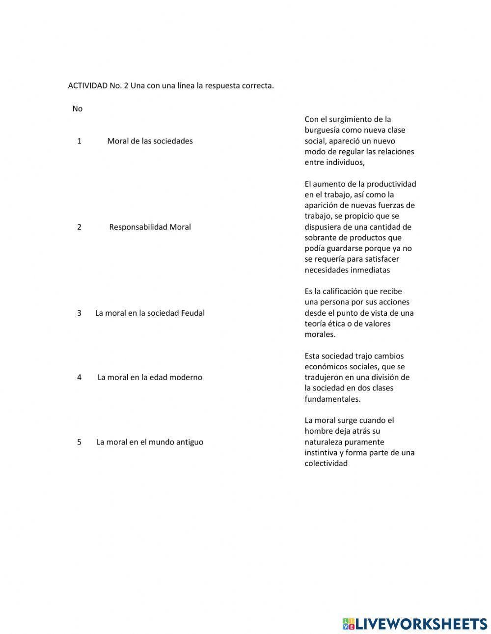 Etica hoja de trabajo