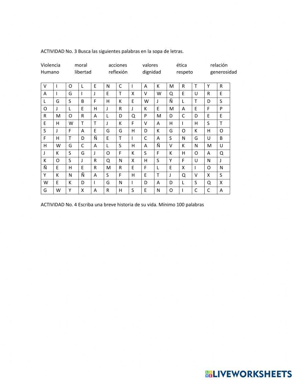 Etica hoja de trabajo