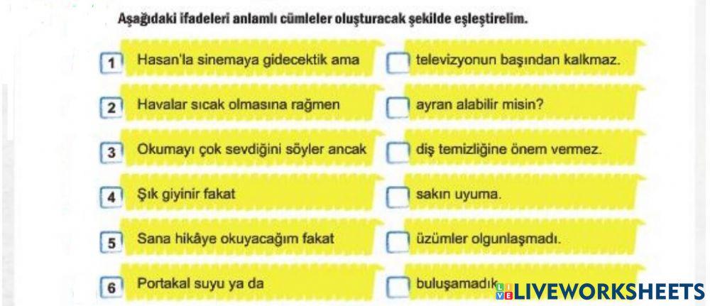Cümleleri Tamamlayalım