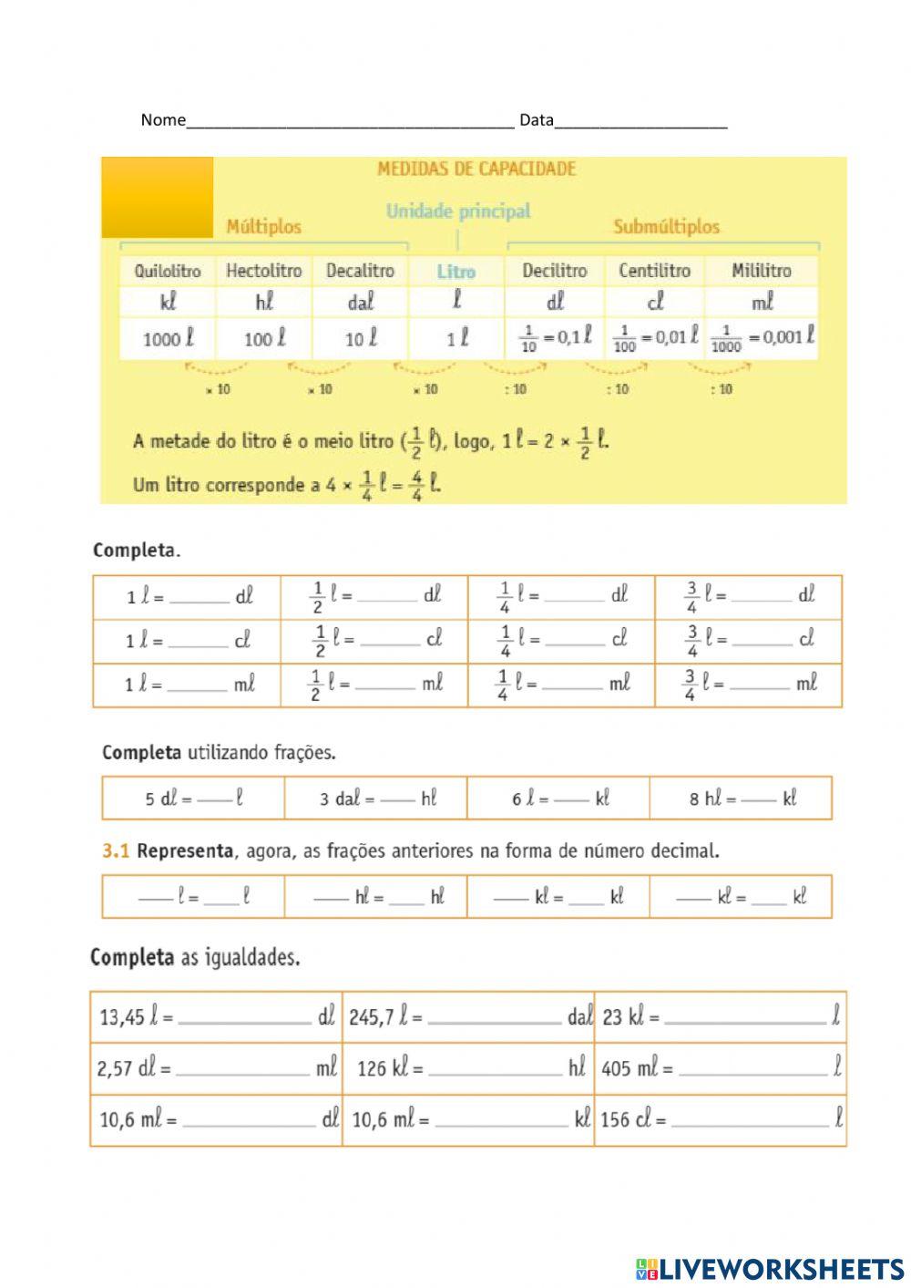 Medidas de capacidade 