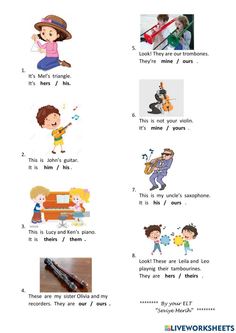 Possessive Pronouns (mine-yours-his-hers...)