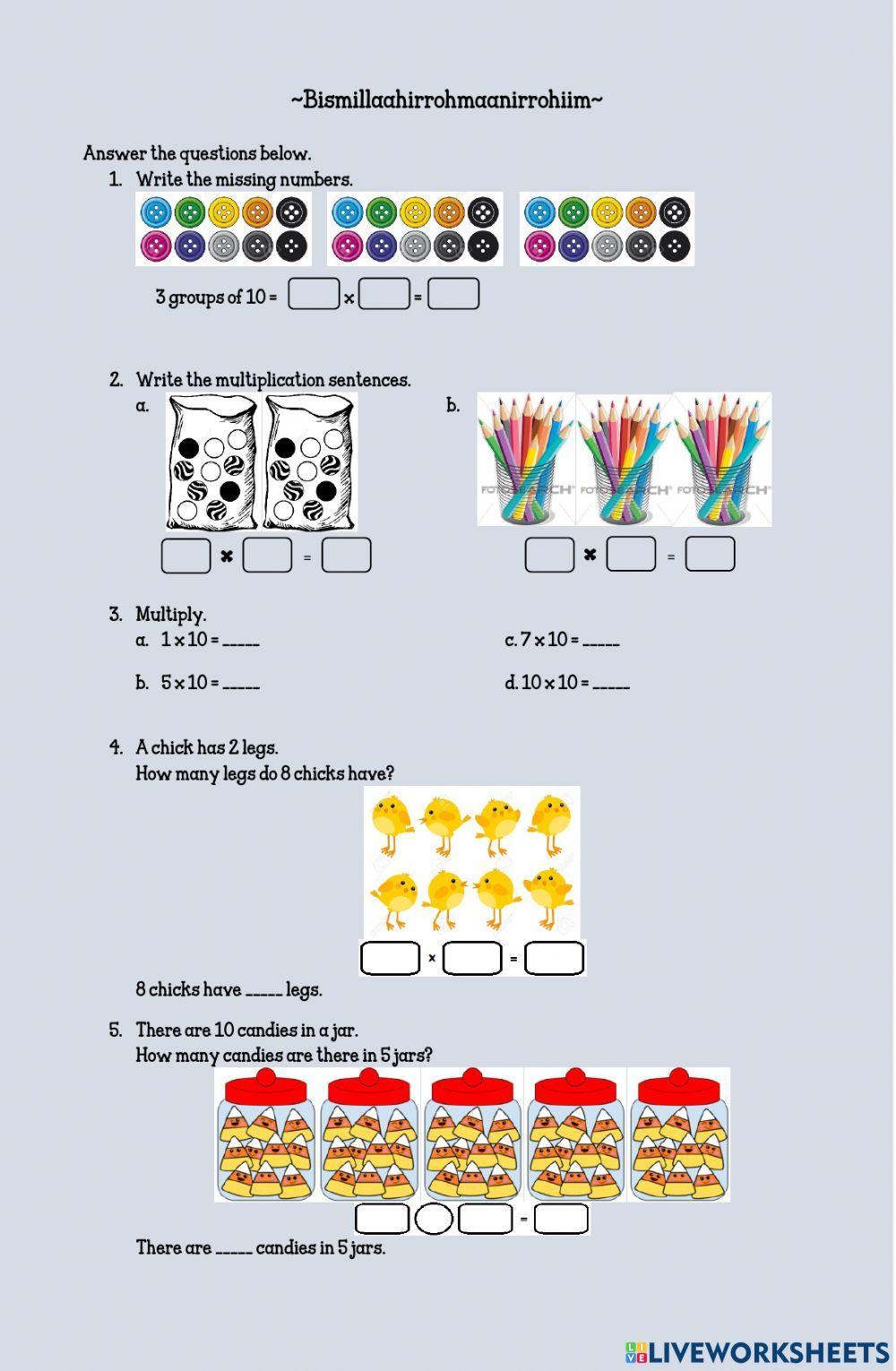 Multiplying by 2, 5 and 10