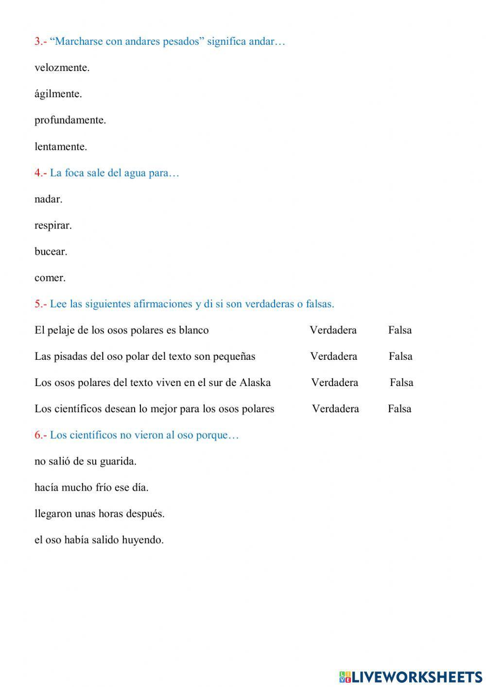 COMPRENSIÓN ORAL LA VIDA SECRETA DE LOS OSOS POLARES