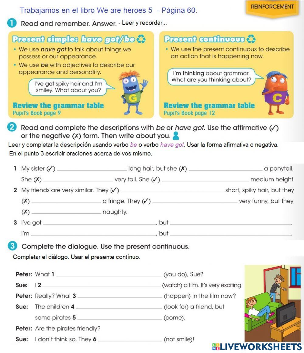 Reinforcement: Physical description - Present Continuous
