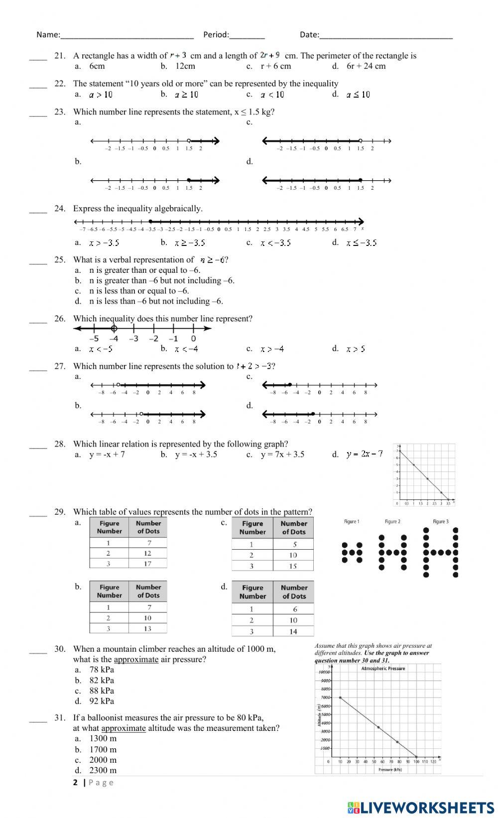 Math 9 Final Exam Semester 2