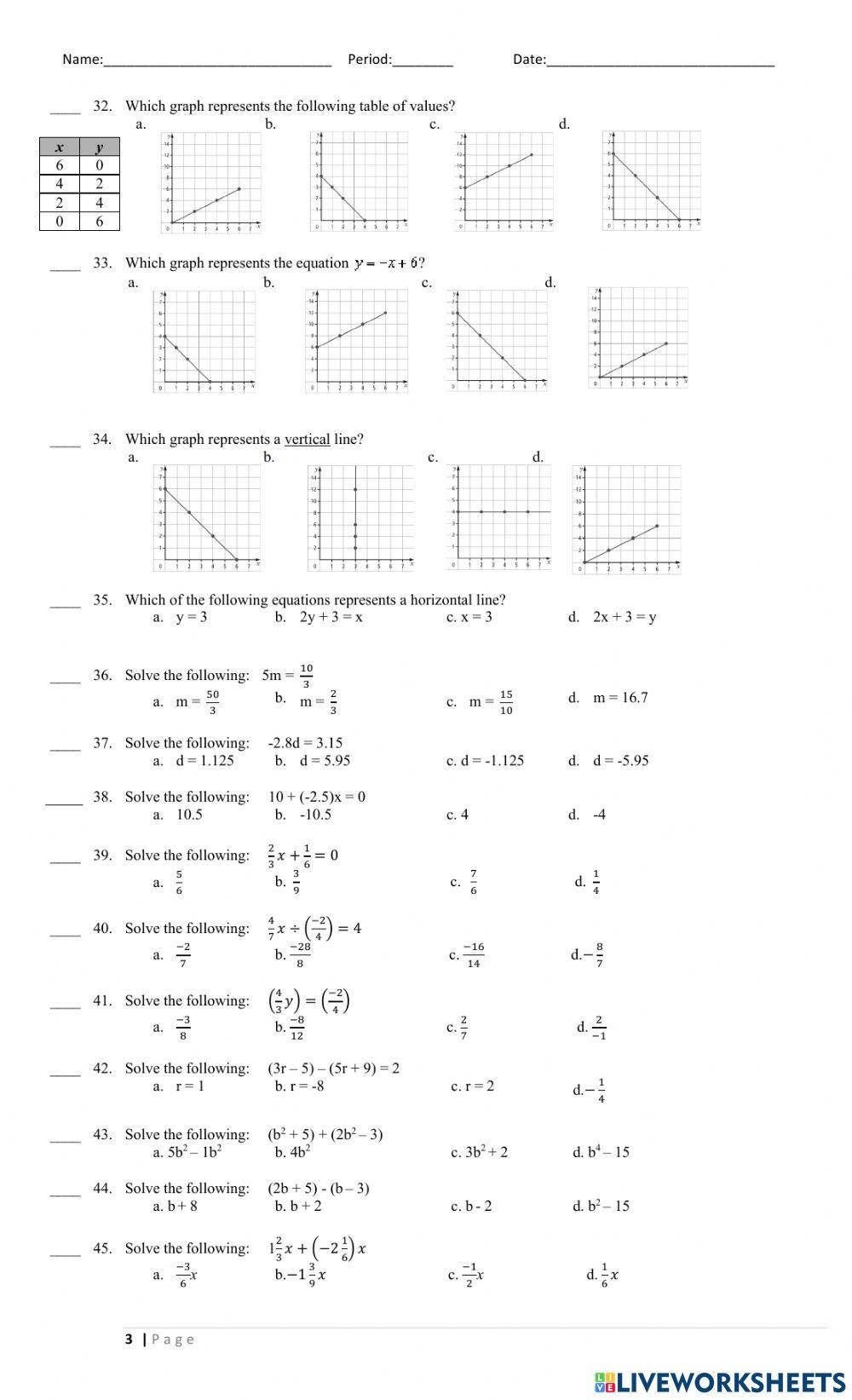 Math 9 Final Exam Semester 2