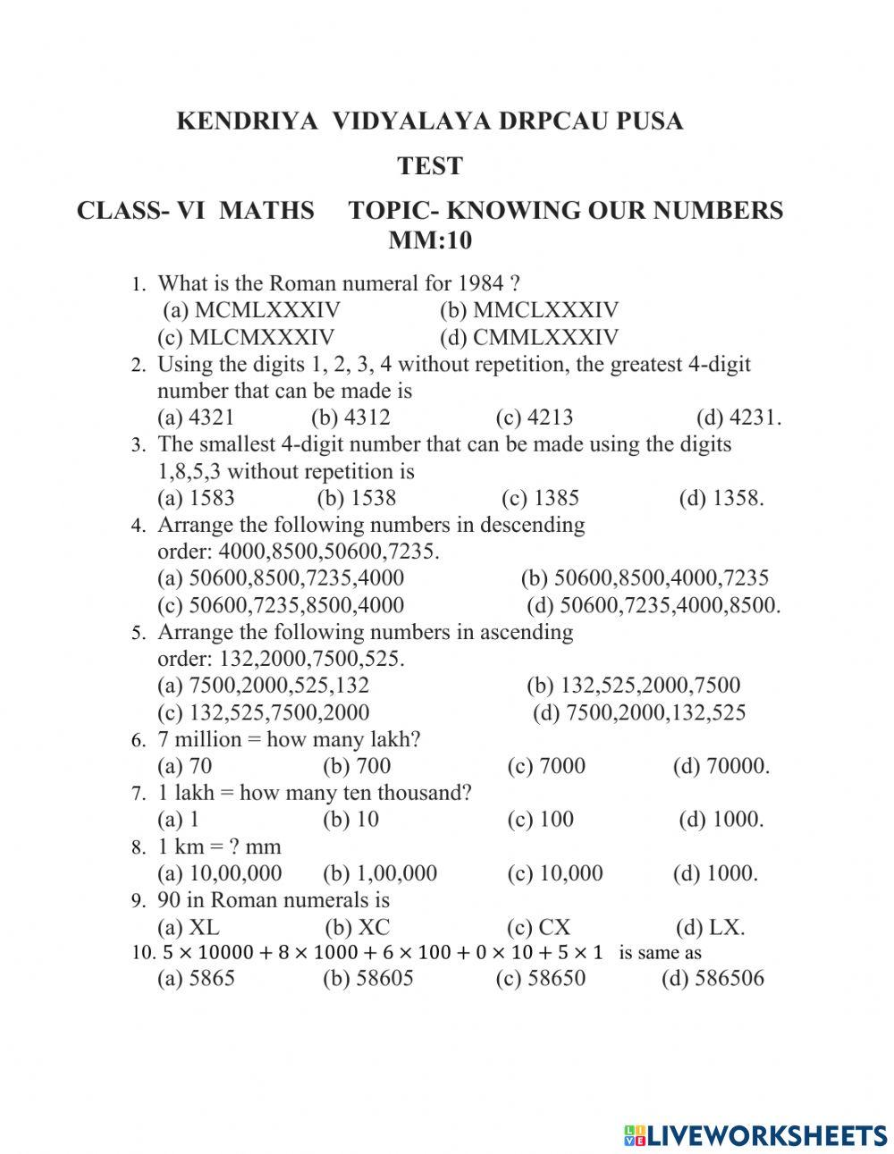 Worksheet class v maths worksheet live worksheets 50 off