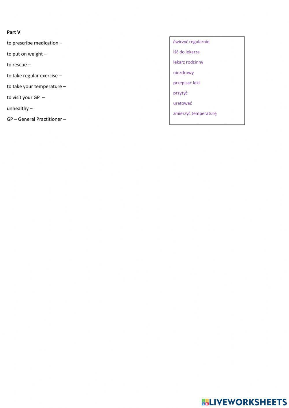 E8 Zdrowie słownictwo