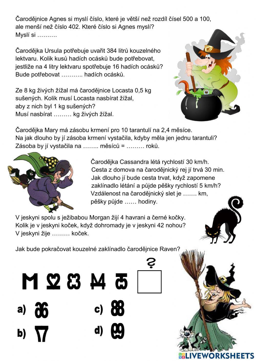 Čarodějnice a slovní úlohy