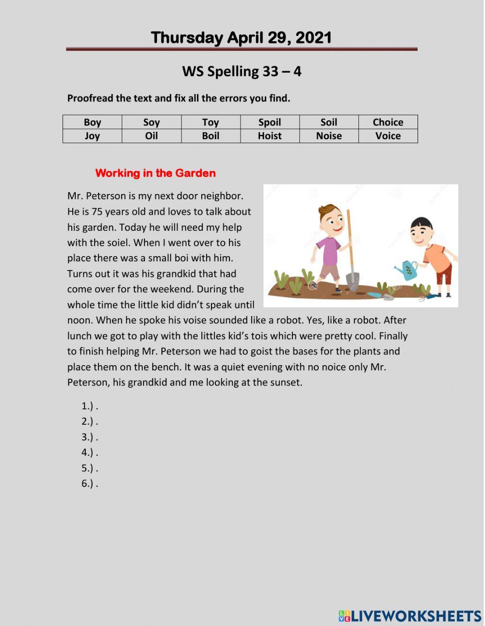 Worksheet