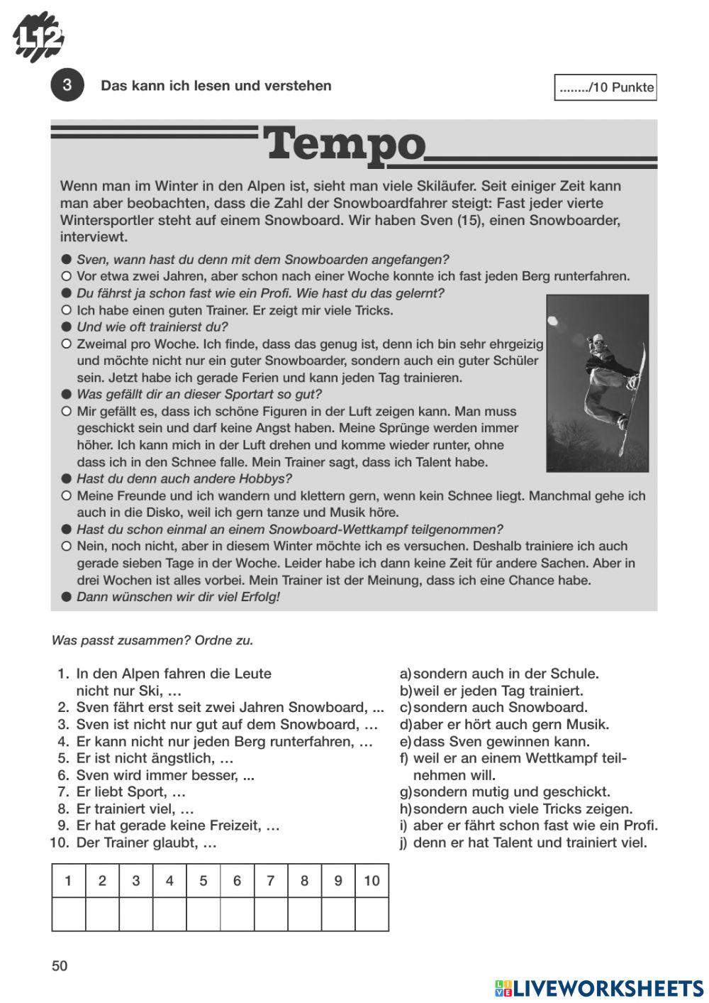 Sport - Textverstehen