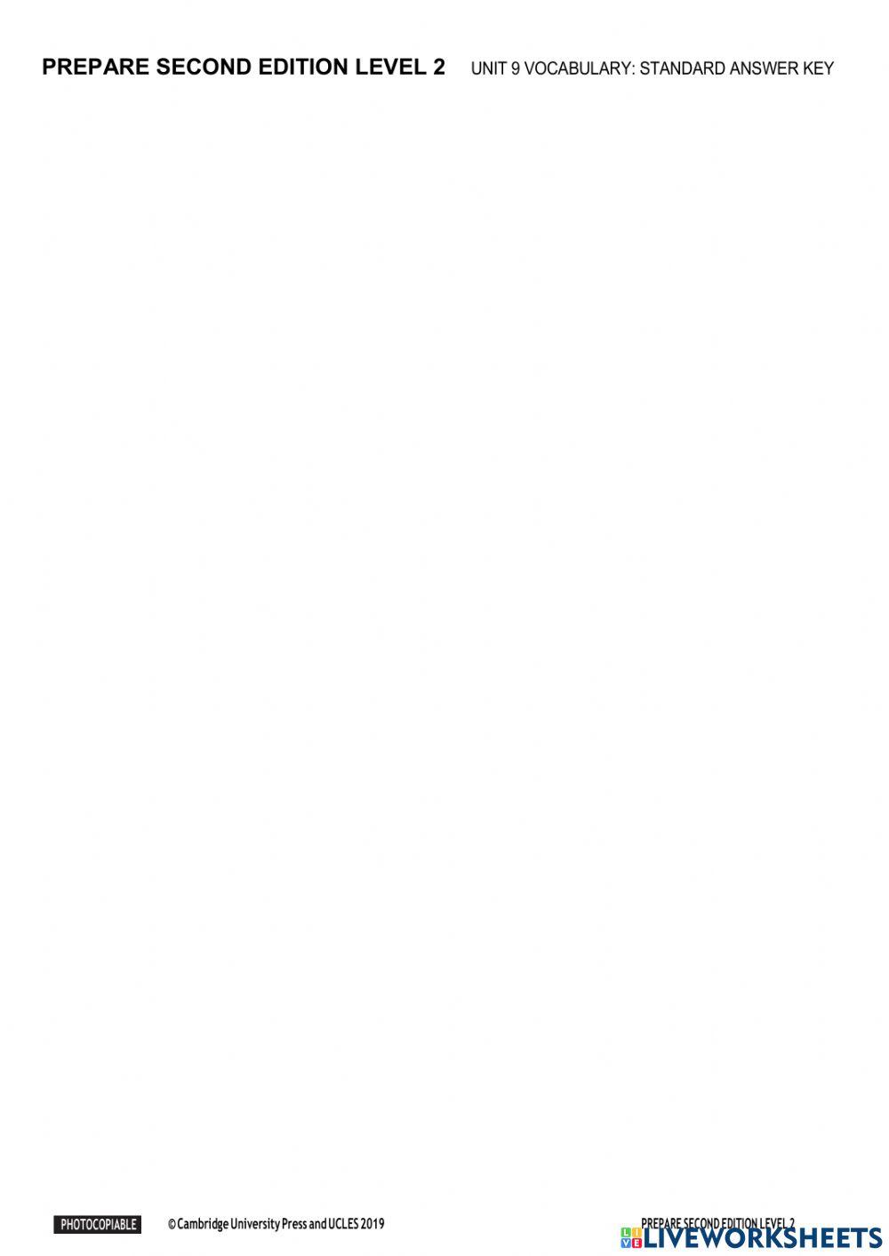 Prepare 2 Unit 9 vocabulary test