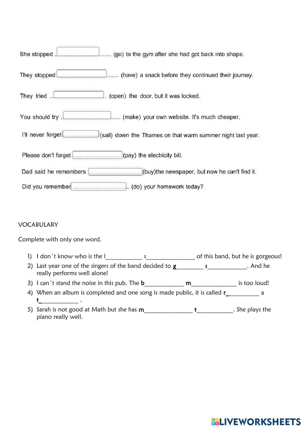 Verbs and vocabulary