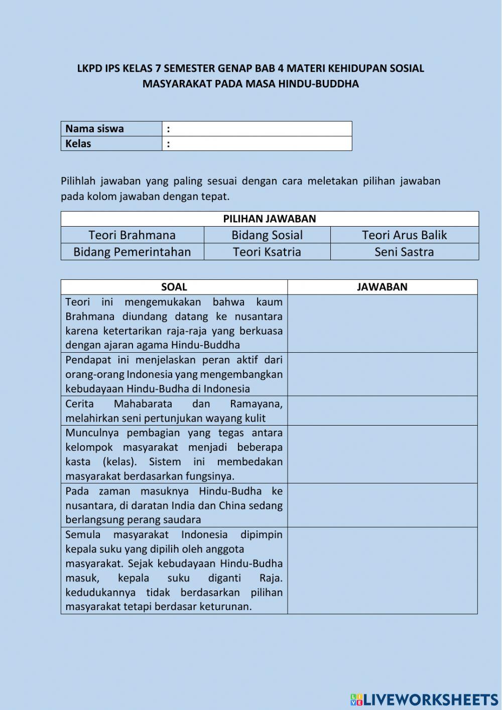 LKPD IPS Kelas 7 Semester Genap Bab 4 LKPD IPS Kelas 7 Semester Genap Bab 4
